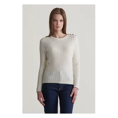 SVETR GANT MINI CABLE KNIT C-NECK CREAM