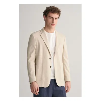 SAKO GANT SLIM COTTON-LINEN JERSEY BLAZER SEED MELANGE