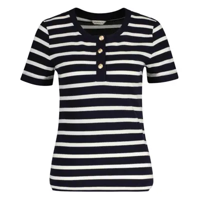 TRIČKO GANT SLIM STRIPED PIQUE SS T-SHIRT EVENING BLUE