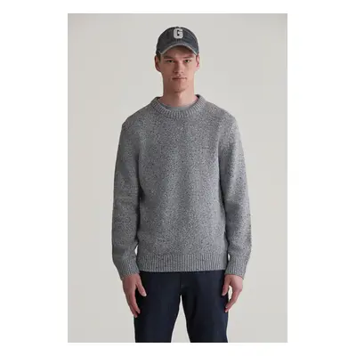 SVETR GANT NEPS WOOL C-NECK GREY MELANGE