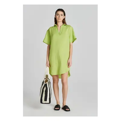 ŠATY GANT REL SS LINEN CAFTAN MATCHA GREEN