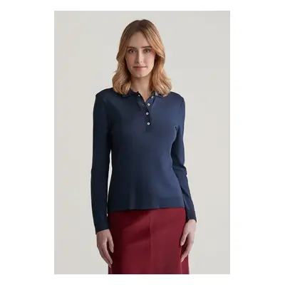 POLOKOŠILE GANT REG SEAMLESS LS POLO EVENING BLUE