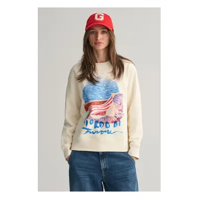 MIKINA GANT REL SCENERY PRINT C-NECK SWEAT CREAM