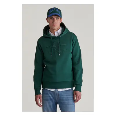 MIKINA GANT REG TONAL SHIELD HOODIE TARTAN GREEN