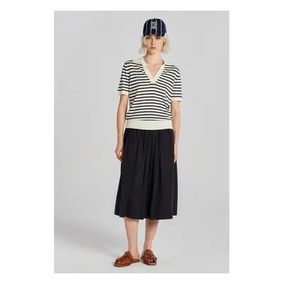 SVETR GANT FINE KNIT STRIPED SS RUGGER CREAM