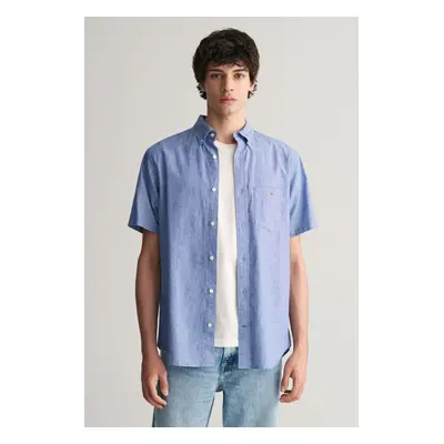 KOŠILE GANT REG COTTON LINEN SS SHIRT RICH BLUE