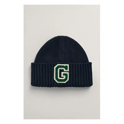 ČEPICE GANT G BADGE RIB KNIT BEANIE EVENING BLUE