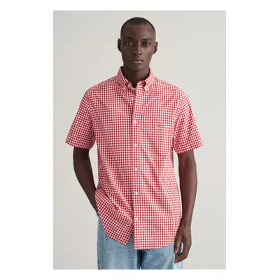 KOŠILE GANT REG POPLIN GINGHAM SS SHIRT RUBY RED