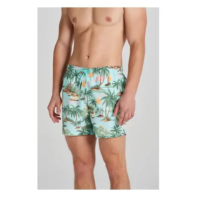 PLAVKY GANT HAWAII PRINT SWIM SHORTS TURQUOISE MIST