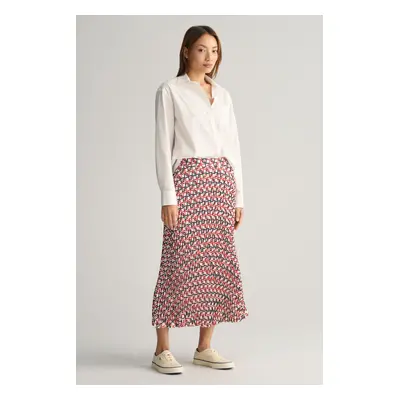 SUKNĚ GANT GEOMETRIC PRINT PLEATED SKIRT CREAM