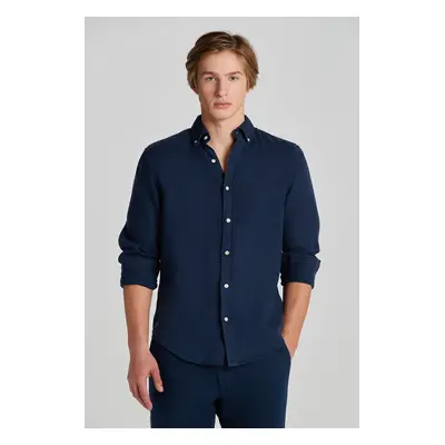 KOŠILE GANT REG GMNT DYED LINEN SHIRT CAPRI BLUE