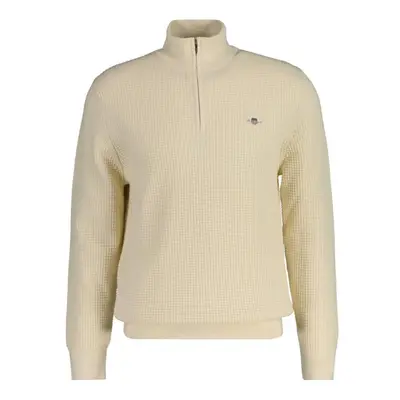 SVETR GANT TEXTURED COTTON HALF ZIP CREAM