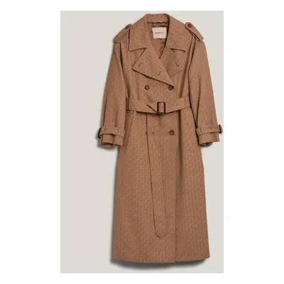 KABÁT GANT MONOGRAM JACQUARD TRENCH COAT DARK KHAKI