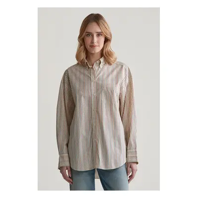 KOŠILE GANT OS STRIPED POPLIN BD SHIRT CREAM