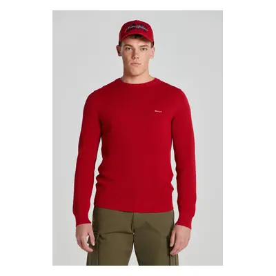 SVETR GANT COTTON PIQUE C-NECK RUBY RED