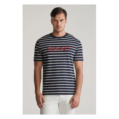 TRIČKO GANT GRAPHIC STRIPED SS TSHIRT EVENING BLUE