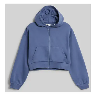 MIKINA GANT CROPPED SCRIPT LOGO ZIP HOODIE WASHED BLUE