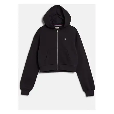 MIKINA GANT SHIELD CROPPED SWEAT ZIP HOODIE BLACK