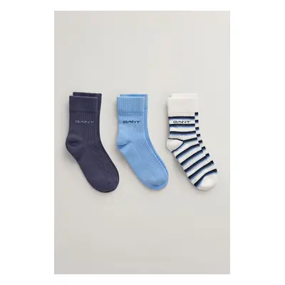 PONOŽKY GANT STRIPE SOCKS 3-PACK WHITE