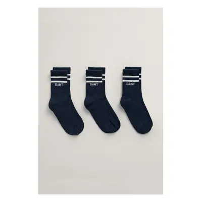 PONOŽKY GANT LOGO RIB SOCKS 3-PACK EVENING BLUE