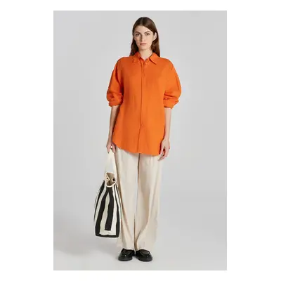 KOŠILE GANT OS LINEN SHIRT PUMPKIN ORANGE