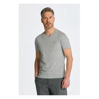 TRIČKO GANT SLIM SHIELD V-NECK T-SHIRT GREY MELANGE