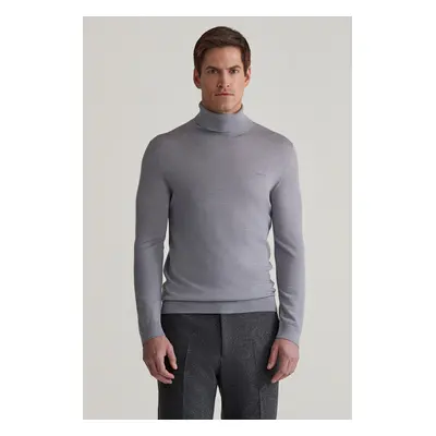 KARDIGAN GANT EXTRAFINE MERINO WOOL TURTLENECK GREY MELANGE