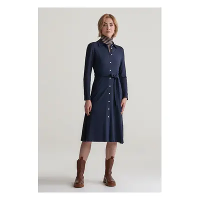 ŠATY GANT SLIM JERSEY SHIRT DRESS EVENING BLUE