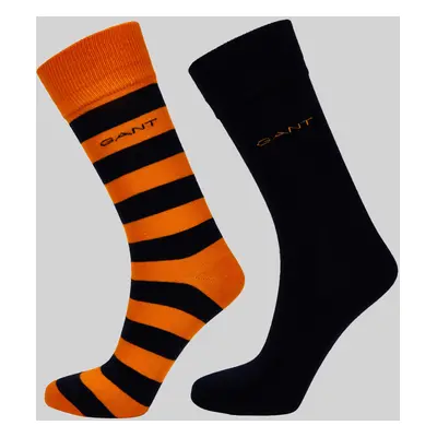 PONOŽKY GANT BARSTRIPE AND SOLID SOCKS 2-PACK PUMPKIN ORANGE