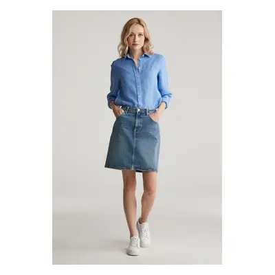 SUKNĚ GANT DENIM SKIRT MID BLUE BROKEN IN