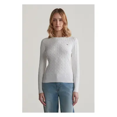 SVETR GANT STRETCH COTTON CABLE C-NECK EGGSHELL