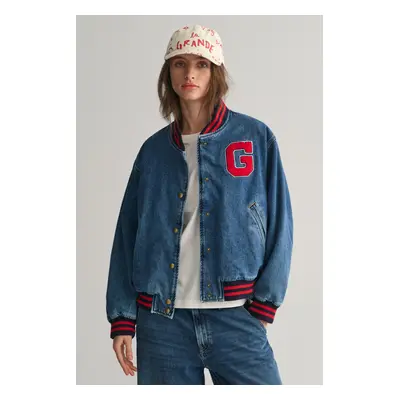 BUNDA GANT DENIM VARSITY JACKET SEMI LIGHT BLUE BROKEN IN