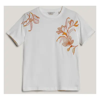 TRIČKO GANT REG MAGNOLIA EMBROIDERY SS T-SHIRT EGGSHELL