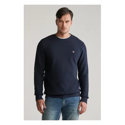 MIKINA GANT TEXTURE C-NECK SWEAT EVENING BLUE