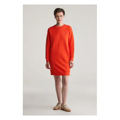 ŠATY GANT SHIELD C-NECK SWEAT DRESS ORANGE RED