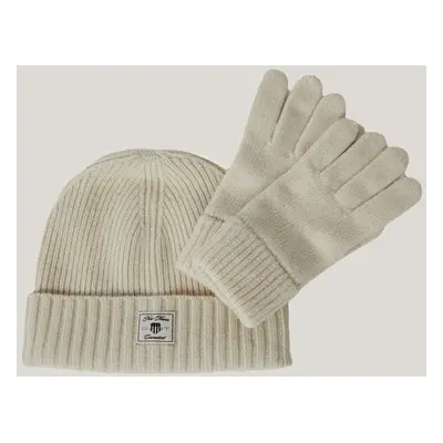 SET ČEPICE A RUKAVICE GANT BEANIE GLOVES GIFT SET CREAM