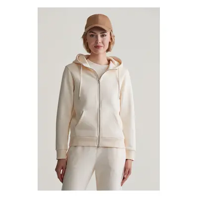 MIKINA GANT REG TONAL SHIELD ZIP HOODIE LINEN