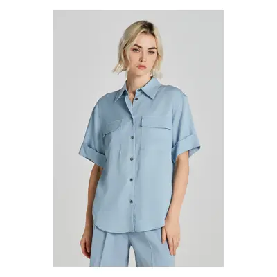 KOŠILE GANT REL POCKET SS SHIRT DOVE BLUE