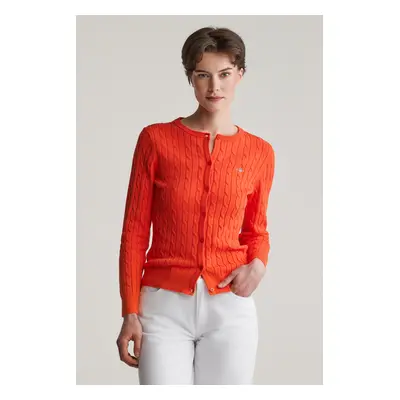 SVETR GANT STRETCH COTTON CABLE CARDIGAN ORANGE RED