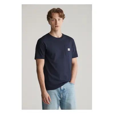 TRIČKO GANT POCKET CONTRAST SS T-SHIRT EVENING BLUE