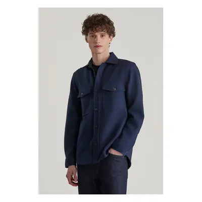 KOŠILE GANT WOOL BLEND OVERSHIRT EVENING BLUE