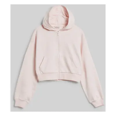 MIKINA GANT CROPPED SCRIPT LOGO ZIP HOODIE CRYSTAL PINK