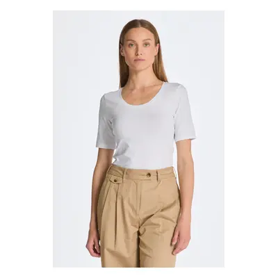 TRIČKO GANT SLIM COT/ELA SS SCOOP NECK TOP WHITE