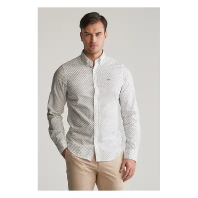 KOŠILE GANT SLIM MICRO PRINT SHIRT EGGSHELL