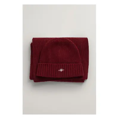 SET ČEPICE A ŠÁLA GANT SHIELD BEANIE & SCARF GIFT SET PLUMPED RED