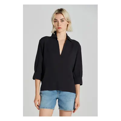 HALENKA GANT REL SEERSUCKER STRIPE POPOVER BLACK