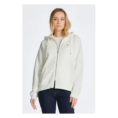 MIKINA GANT REL SHIELD ZIP HOODIE EGGSHELL