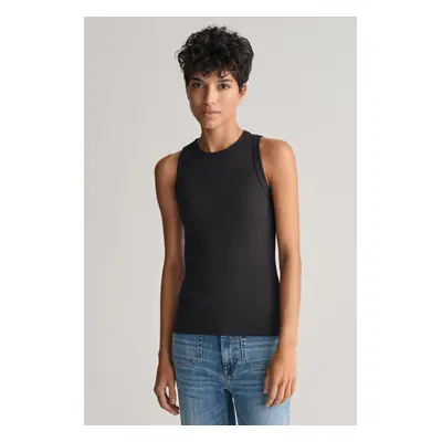 TOP GANT HIGH NECK RIB TANK TOP BLACK