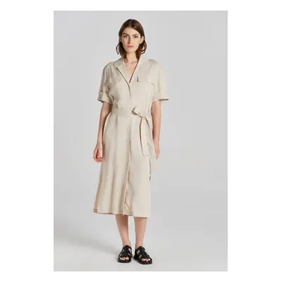 ŠATY GANT REL POCKET SS SHIRT DRESS SOFT OAT