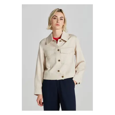 BUNDA GANT CROPPED LINEN BLEND JACKET SOFT OAT